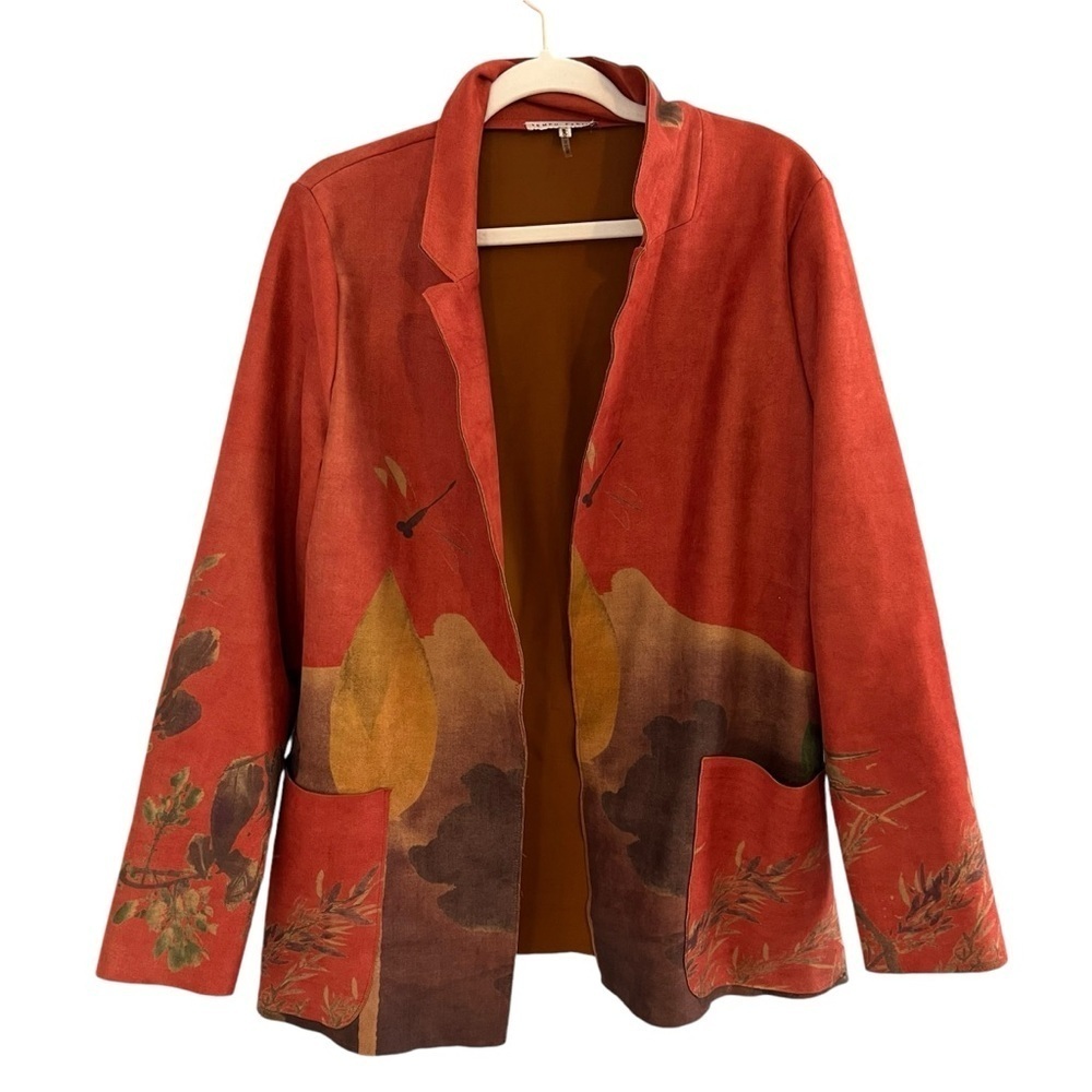 Tempo Paris Art Deco Motif Bohemian Open Front Cardigan Blazer